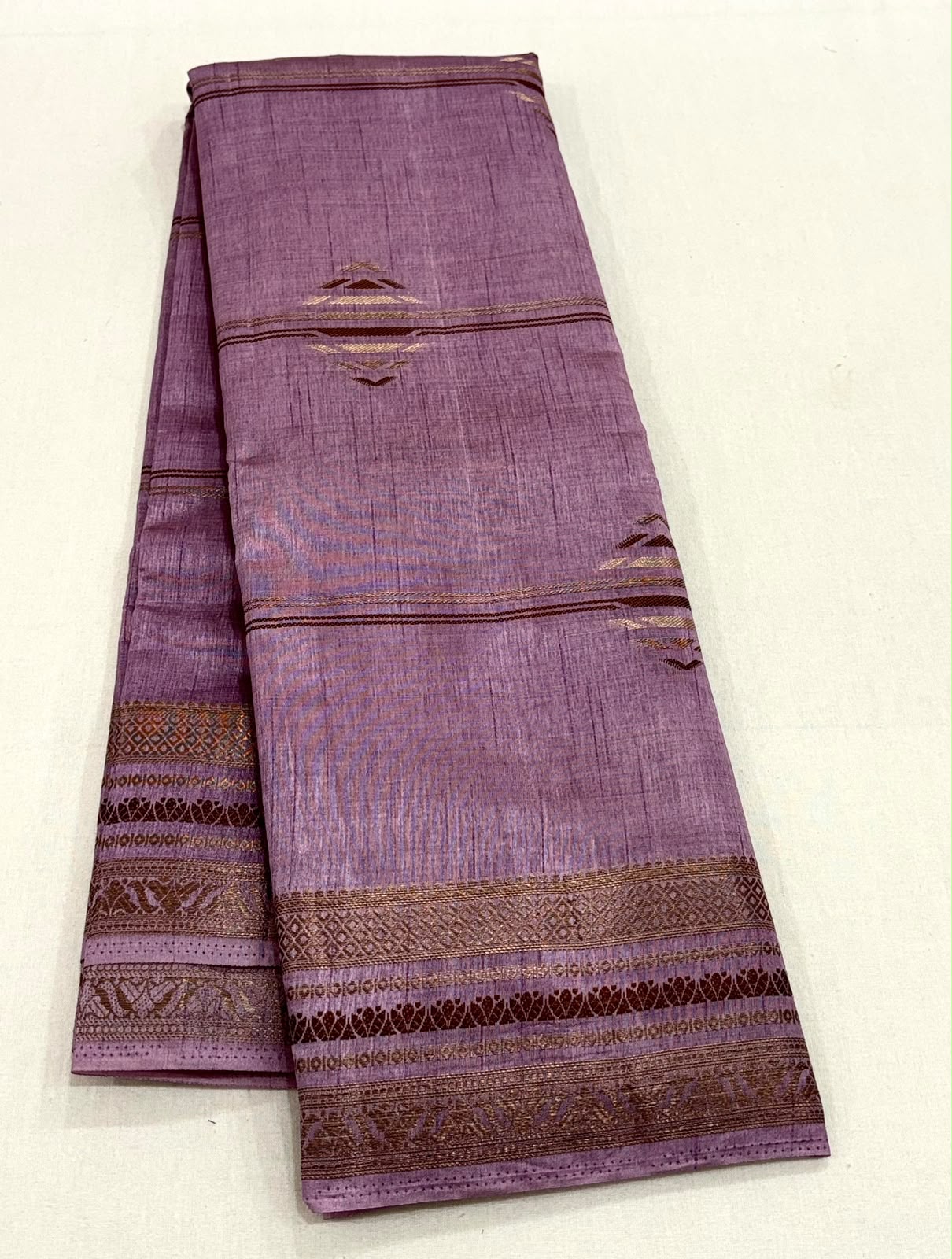 Wine Handloom Tussar Silk Cotton Saree